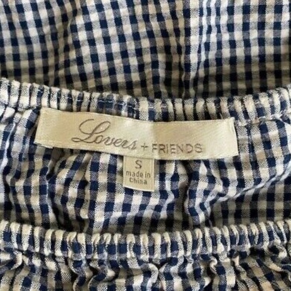 LOVERS + FRIENDS BLUE GINGHAM STRAPLESS DRESS - Picture 6 of 6